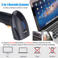 Escáner de Código de Barras Inalámbrico de Mano YHD-1100LW Lector Láser USB Automático 1D Recargable de Larga Distancia