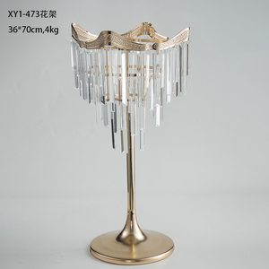 حديث مخصص لون كريستال + حديد حامل زهور زجاجي قابل لإعادة الشحن قابل لإعادة الشحن جودة جيدة ديكور زفاف مباشر من المصنع - Product Image 4