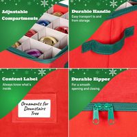 Boîte de rangement pour décorations de Noël Poxela, design moderne, anti-déchirure, en tissu non tissé, compartiments cubiques de 3 pouces, double