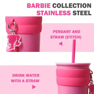 Bouteille d'Eau pour la Série <span class=keywords><strong>Barbie</strong></span>, Breloque, 800 mL, Tasse en Acier Inoxydable avec Paille, Motif Mignon, Douceur et Expérience de Boisson Rafraîchissante - Product Image 5