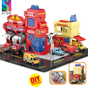 SY TOYS 6 en 1 nouveau jouet de <span class=keywords><strong>Garage</strong></span> de stationnement moulé sous pression voiture de course parkings jouet combinaison ensemble sons lumineux semblant jouer préscolaire - Product Image 4