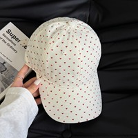 Casquette de baseball souple à pois en forme de cœur pour femme – Protection solaire polyvalente, respirante, style mignon – Vente en gros