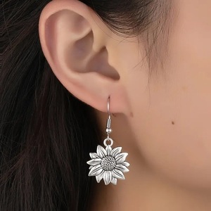Elegant Sunflower Ear <b>Hook</b> <b>Earrings</b> For Women Floral Drop <b>Earrings</b> Fashion Daily Wear Jewelry Wholesale - Product Image 4