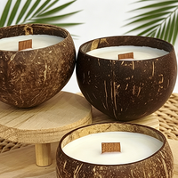 Bougie en coquille de noix de coco, cire de soja naturelle, bougies parfumées avec mèche en bois, bougie d'aromathérapie faite à la main, logo personnalisé en gros