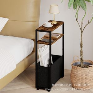 Narrow Side Table With Fabric Storage Basket For Living Room Sofa <b>Gap</b> Use - Product Image 2