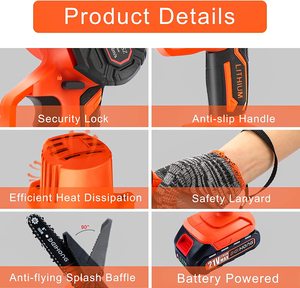 Máy cưa xích mini không dây dùng pin, thiết kế mới, cắt gỗ, mài sắc, không chổi than, 24V - Product Image 5