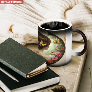 Mug blanc givré noir 11oz en céramique, tasse à sublimation activée par la chaleur pour impression personnalisée - Product Image 3