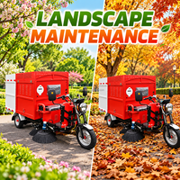 DEEPACK Aspirateur de feuilles de 2 m de large, véhicule de nettoyage autoporté 15 CV avec deux brosses pour le nettoyage des trottoirs et des rues étroites