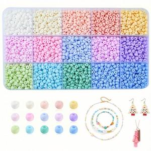 Kit de 15 Rejillas de Cuentas de Vidrio Mate Pastel Macaron Esmeriladas Pequeñas Sueltas para Hacer Joyas DIY, Pulseras, Collares y Manualidades - Product Image 2