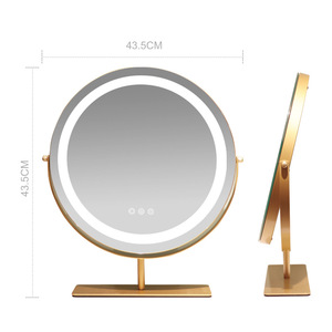 Vòng Vàng Hình Dạng 3 Màu LED Dải Máy Tính Để Bàn Gương Trang Điểm Gương 360 Xoay Vanity Phòng Gương - Product Image 6