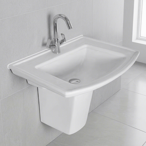 Vistaar Capri Space Saving <b>Wall</b> Hung Half Pedestal Ceramic Wash Basin Sink For Villa Project Supply - Product Image 6