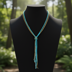 Fashion Beaded <b>Necklace</b> 316L Stainless Steel PVD Gold Plating Sustainable Resistant <b>Long</b> Tassel Design - Product Image 3