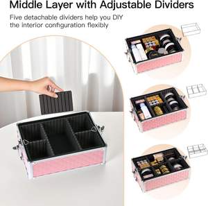 Valise de maquillage professionnelle en aluminium avec fermeture à cadenas, grande capacité, portable, pour les coiffeurs, utilisation en salon de beauté - Product Image 5