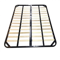 Cadre de lit pliant en fer avec lattes en bois, réglable, robuste, base plateforme solide, design moderne, écologique, pour chambre d'hôtes, dissimulable