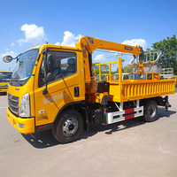 Grue hydraulique 4T montée sur camion, portée maximale 9m, charge utile globale 4495kg, grue pour camion léger, plateforme de travail aérien optionnelle 200kg