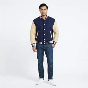 Chaquetas Universitarias al por Mayor, Chaqueta de Invierno para Hombre, Estilo Letterman, 100% Algodón, Personalizable, Transpirable, con Cuello Alto - Product Image 1