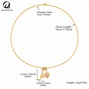 Collana con Ciondolo a Cuore con <span class=keywords><strong>Lettera</strong></span> A in Rame, Zirconia Cubica, Catena a Serpente, Tono Oro, Gioielli per Uso Quotidiano - Product Image 6