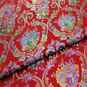 New Coming Strong Quality Oriental Floral Design Brocade Fabric for Lady Vintage Costume Apparel