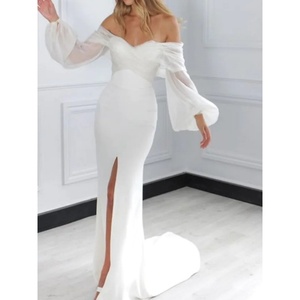Vestido De Novia bohemio con mangas abombadas, Espalda descubierta, <span class=keywords><strong>playa</strong></span>, tren De barrido dividido, Vestido De Novia, sexi, n. ° 13420, <span class=keywords><strong>2022</strong></span> - Product Image 1