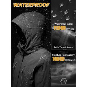 FOXA Men's <b>Waterproof</b> Ski <b>Jacket</b> Fleece Lined Hooded <b>Winter</b> Snowboarding Coat Breathable Windproof Taped Seams - Product Image 4