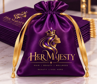 Pochette en satin de soie simulé avec cordon de serrage, sac de rangement anti-poussière pour perruques, lingerie, petit échantillon, séparateur avec logo personnalisé