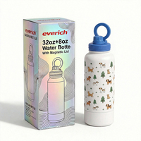 Bouteille d'eau Everich New 32oz+8oz Magsafe à double paroi en acier inoxydable, bouteille d'eau de sport pour la salle de sport avec support magnétique pour téléphone portable