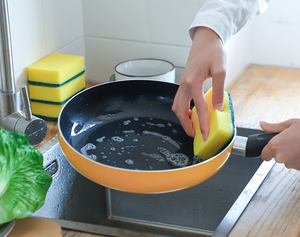 Bền nhà bếp miếng bọt biển cọ rửa miếng đệm món ăn làm sạch miếng bọt biển làm sạch màu vàng màu xanh lá cây <span class=keywords><strong>OEM</strong></span> màu Tính năng sinh thái vật liệu miếng bọt biển - Product Image 4