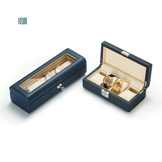 Romi Custom Logo 5 Slots PU Leather Watch Storage Case Luxury Packaging Display Watch Box