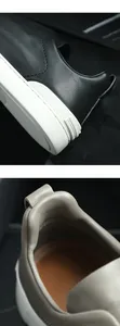 <span class=keywords><strong>Scarpe</strong></span> Sportive <span class=keywords><strong>da</strong></span> <span class=keywords><strong>Uomo</strong></span> in Vera Pelle, Casual, per Skateboard ed Escursionismo, Suola Piatta, Chiusura con Fascia Elastica, Suola in Gomma, Bianche - Product Image 3
