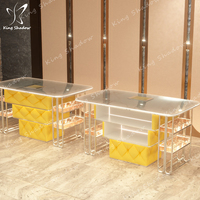 Meubles de salon de manucure de luxe modernes à usage commercial, table et chaise de manucure, collecteur de poussière, étagère à vernis à ongles, fonction de nettoyage facile, MDF
