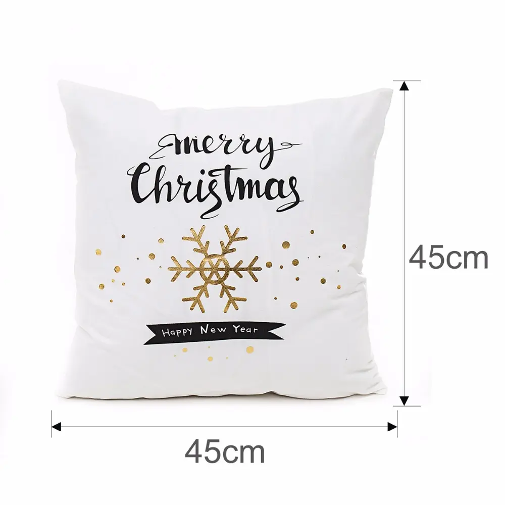 45x45cm Cotton Linen Merry Christmas Cover Cushion Christmas Decor for Home Happy New Year Decor Navidad Xmas Gift