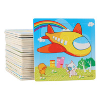 Puzzle en bois carré de 9 pièces, jouets d'éducation précoce pour garçons et filles de maternelle, jouets d'intelligence pour avion, pour 0 à 24 mois