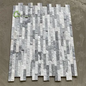 Ashlar – pierre de culture naturelle pour le revêtement du mur extérieur, panneau mural en quartz gris nuageux