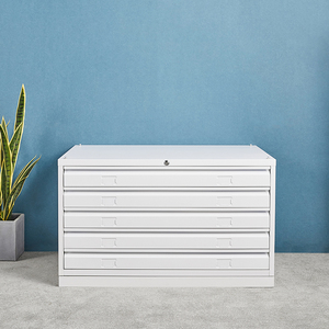 Armoire à 5 tiroirs de grande taille en blanc pour le dessin de cartes, armoire en acier métallique pour le rangement des papiers d'art - Product Image 1