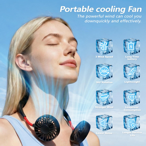 Ventilateur de cou LED rechargeable coloré et lumineux à prix abordable avec aromathérapie, mini-ventilateur portable de troisième génération pour l'été - Product Image 5