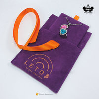 Personnalisé deux couches ruban cravate violet velours insérer Pad sac boucles d'oreilles collier anneaux pochette d'emballage cadeau