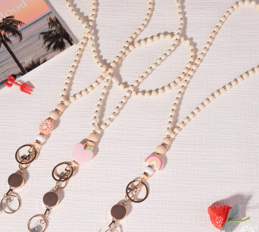 Custom Silicone Beads Acrylic Blank Pencil Teacher Lanyard Wholesale Image 3