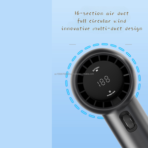 JISU Ventilateur à main élégant à finition métallique 12000 RPM 2.0 Charge rapide Boîte de réglage de la vitesse du vent en continu Voiture espagnole Usage extérieur domestique - Product Image 5