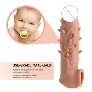 Wiederverwendbare Flüssigsilikon-Dildo-Hülle zur Verzögerung der Ejakulation Penisverlängerungshülle mit Penisring und Noppen Dildo-Kondome - Product Image 4