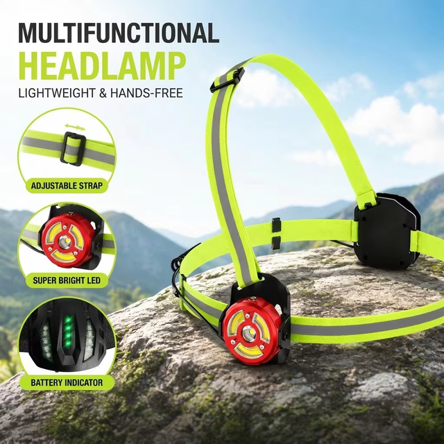 USB-C Rechargeable Running Chest Light 330LM High Lumen with Back Warning Dual LED for Runners Safety Night Walking Lamp