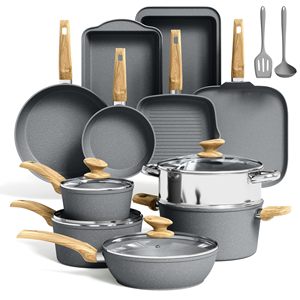 <span class=keywords><strong>Set</strong></span> di Pentole di Lusso in Alluminio con Rivestimento Antiaderente in Ceramica, Padelle e Casseruole Classiche per Cucina Domestica con Logo Personalizzato e Coperchio in Vetro - Product Image 1