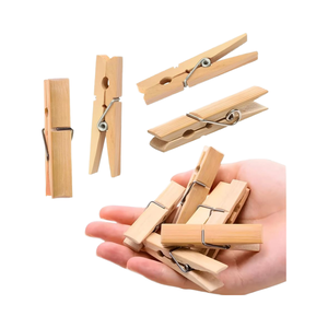 Pinces en bambou à forte adhérence pour vêtements pour les lignes lavage du linge pinces à linge en bois pinces à linge avec ressort hélicoïdal en métal pour le bricolage - Product Image 1