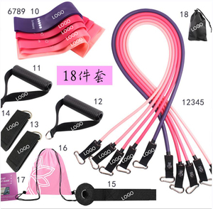 18-Piece Pull Rope tập thể dục thiết lập 150lb TPE Resistance Bands Ống 11-Pack Toning vòng lặp cho các bài tập - Product Image 2