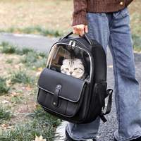 Bolsa de Transporte Plegable para Mascotas de Tela Oxford, Mochila Transpirable para Gatos de Gran Capacidad para Viajes al Aire Libre