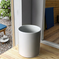 Sublimasi DIY Pot bunga keramik rumah dengan dasar bambu Pot kosong Desktop berlapis PE untuk penggunaan kantor kondisi lantai