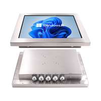 PC Panel Industri 21.5 Inci Stainless Steel Tahan Air Penuh dengan CPU Intel J6412 I3 I5 I7, Layar Sentuh, Tanpa Kipas, dan Dapat Dipasang di Dinding