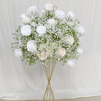 Boules de fleurs artificielles en soie pour centres de table de mariage, compositions florales de roses et gypsophiles, fausses boules de fleurs pour tables