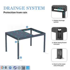 Pérgola de Aluminio de Lujo con Techo Impermeable y Rejillas, Gazebo para Jardín, Pérgola de Aluminio para Exteriores, OEM 3x3 3x4 4x4 6x4m - Product Image 6