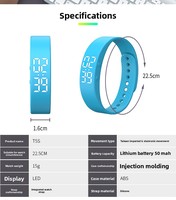 Bracelet intelligent de sport en silicone, podomètre étanche en gel, montre LED, alarme par vibration, bracelet pour étudiants, enfants et adultes