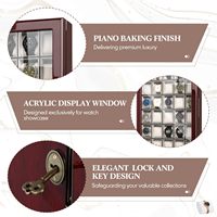 Vitrine murale en bois massif à 30 emplacements pour montres, avec finition piano, verrouillable, et porte en acrylique, pour le rangement des collectionneurs de montres
